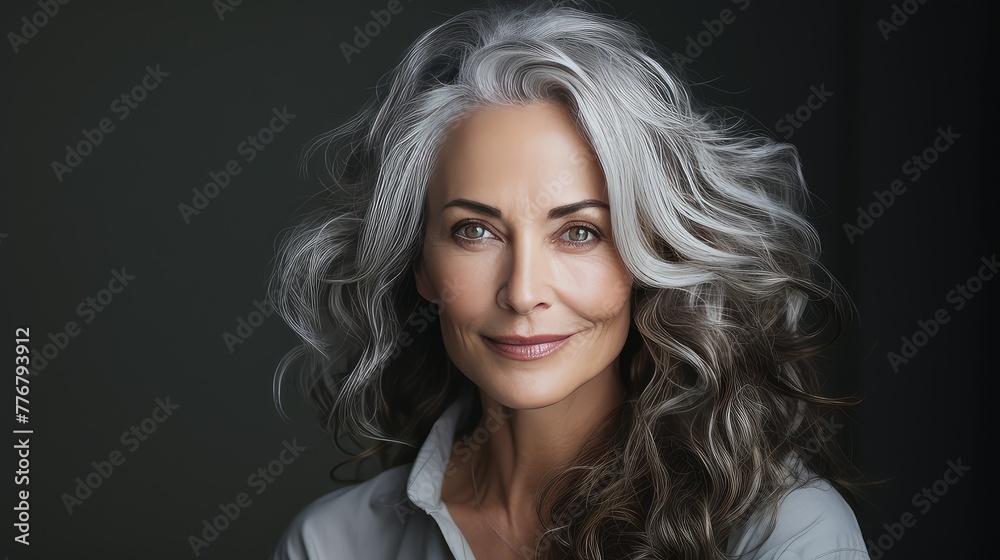 natural gray hair woman