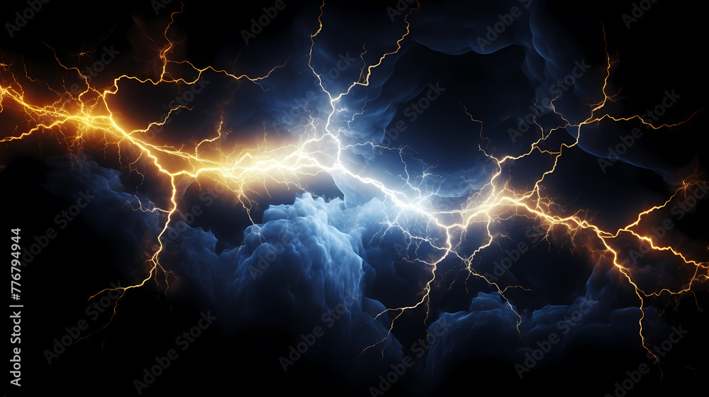 Black background with isolated thunder lightning bolt, abstract concept representing electricity Black background with isolated thunder lightning bolt, abstract concept representing electricity