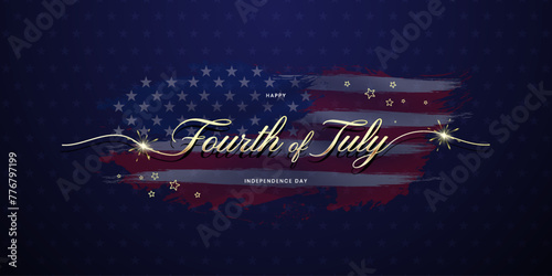 Happy Independence day, Fourth of July background, Happy 4th of July USA Independence Day greeting card. waving american national flag and lettering text design. Vector illustration.
