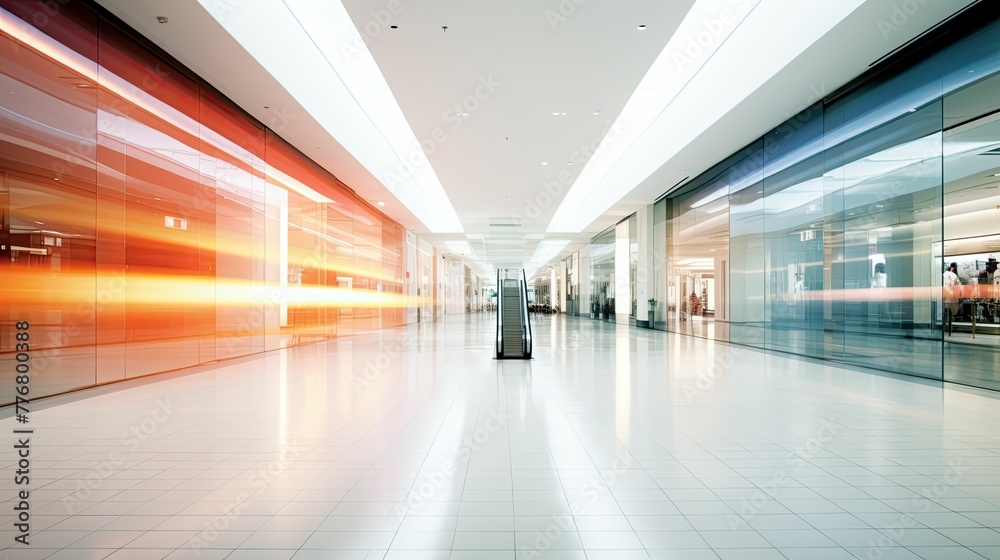 minimalist blurred shopping mall interior