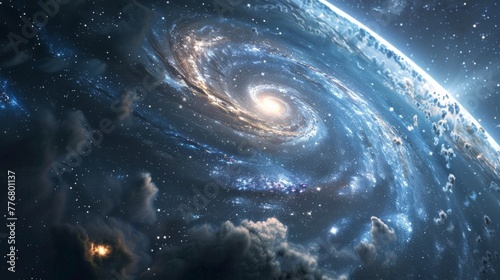 Spiral galaxy viewed from the edge