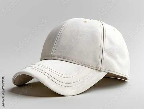 Minimalist White Baseball Cap on Plain Background