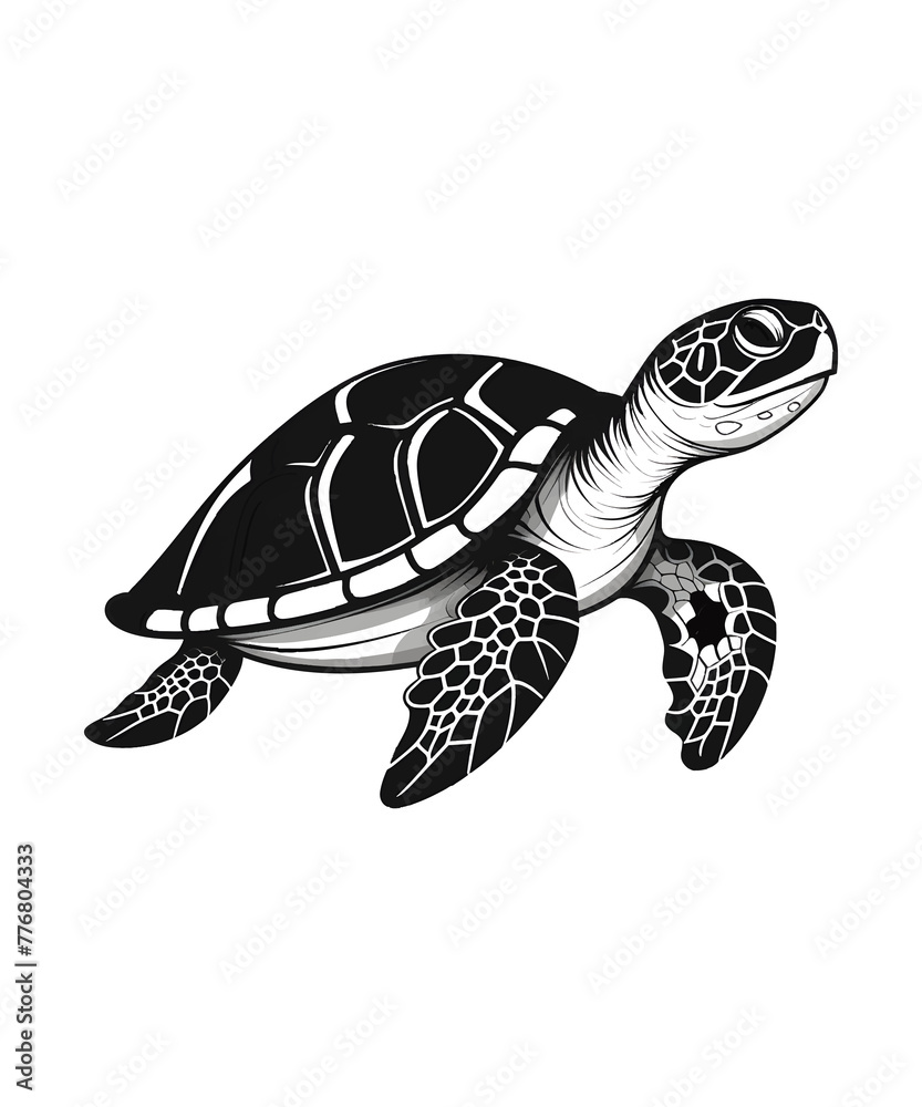 Obraz premium Tortoise or Turtle Silhouette PNG Files Print for White Background