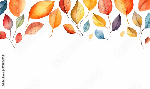 Leaves with copy space water colour floral