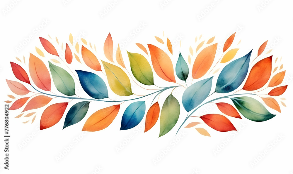 Leaves with copy space water colour floral
