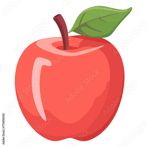 Red apple fruit flat vector illustration