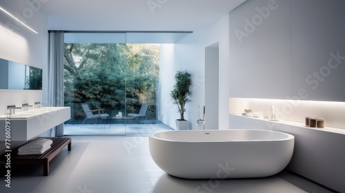 luxurious modern home white interior © vectorwin