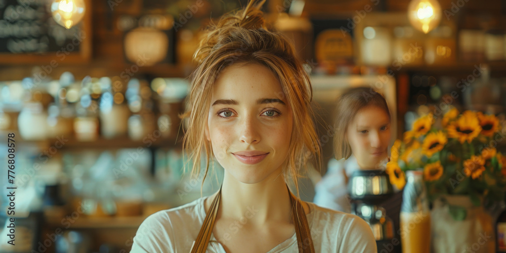 woman engaging in conversation with a barista,generative ai