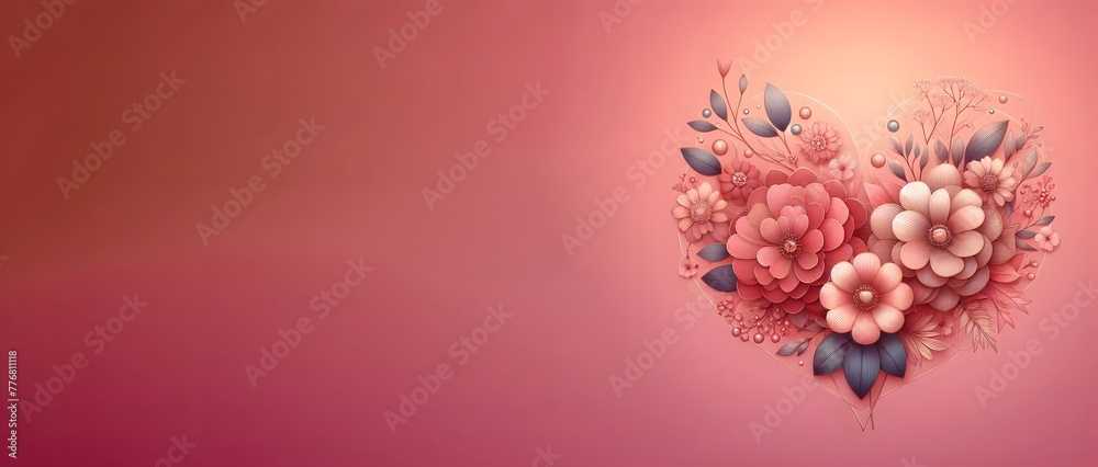 love flowers on a gradient pink background, with a space for text