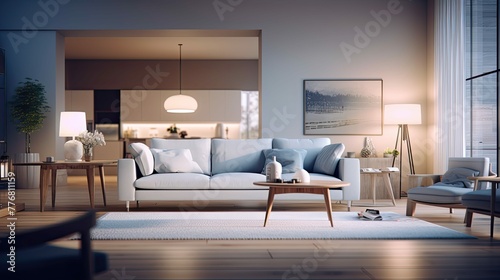 sleek blurred home interior 3d render