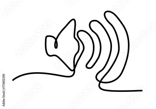 Continuous single one line art drawing of megaphone speaker for news and promotion vector illustration