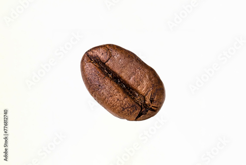 White Background Coffee Beans: A close-up of roasted coffee beans isolated on a white background