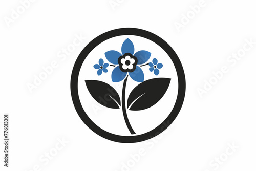 A picture of a forget-me-not-icon in circle silhouette black logo vector illustration photo