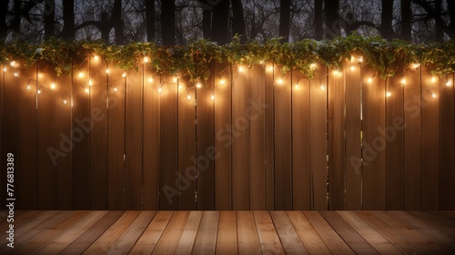 setting string lights on wood