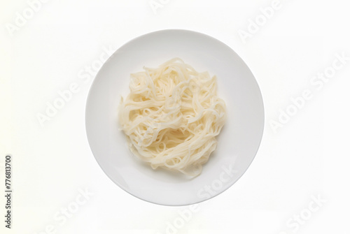 close up udon noodle isolated on white background with clipping path
