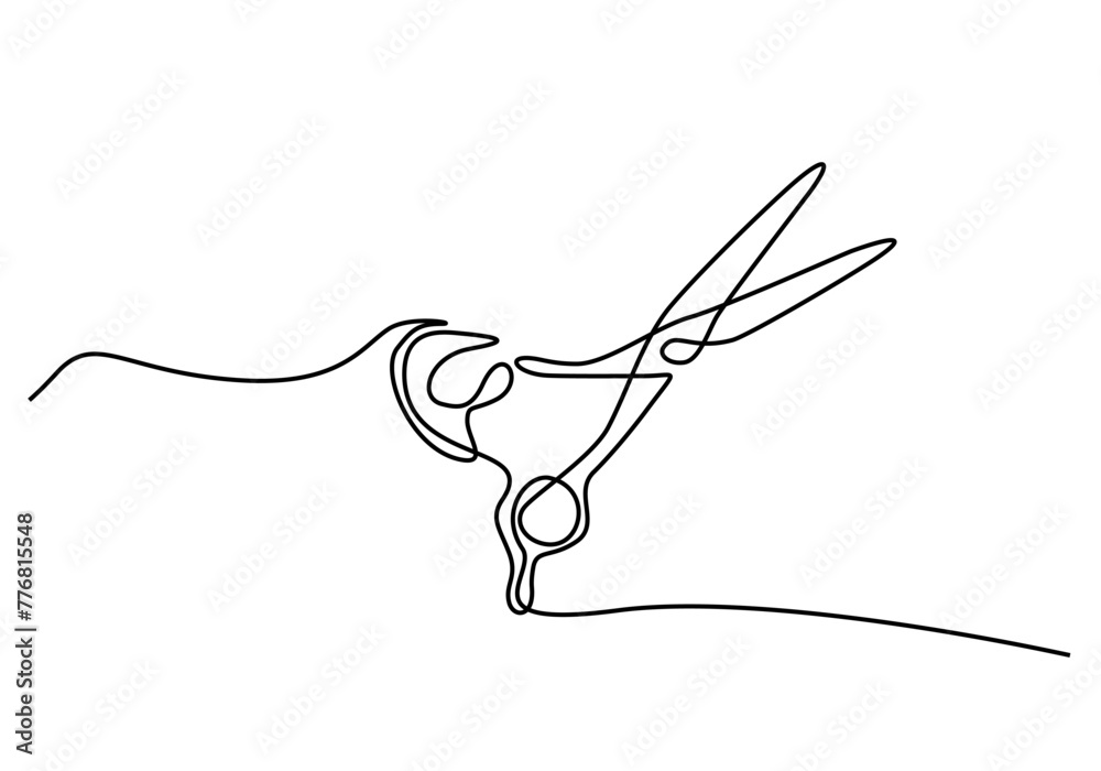 Continuous scissors with one line on a white background Continuous scissors with one line on a white background