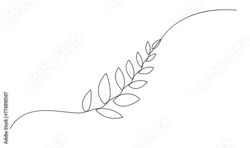 leaf of plant one line drawing. Vector illustration in continuous line style.