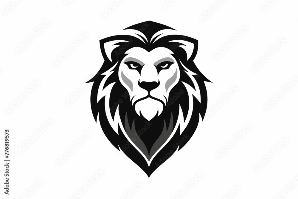  Lion beard logo, silhouette black vector illustration 