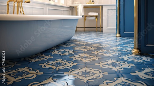 floor blue gold seamless tile