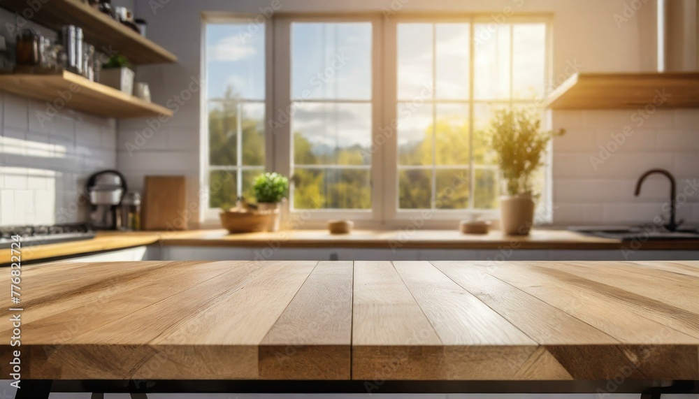 Fototapeta premium Serene Spaces: A Blurred Kitchen Through the Lens