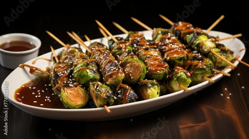 skewered roasted brussel sprouts photo