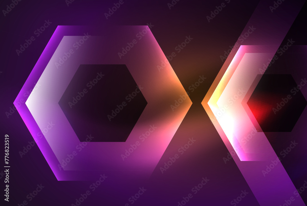 Arrow hexagon neon light glowing shapes background. Vector illustration For Wallpaper, Banner, Background, Card, Book Illustration, landing page Arrow hexagon neon light glowing shapes background. Vector illustration For Wallpaper, Banner, Background, Card, Book Illustration, landing page