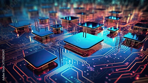 futuristic circuit technology background photo