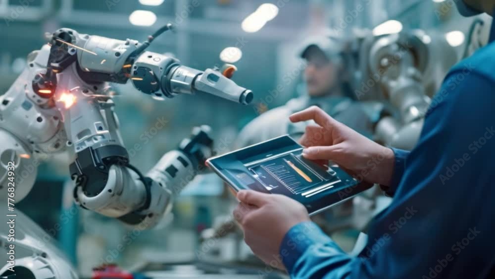 Automation robot arm machine in smart factory automotive industrial ...
