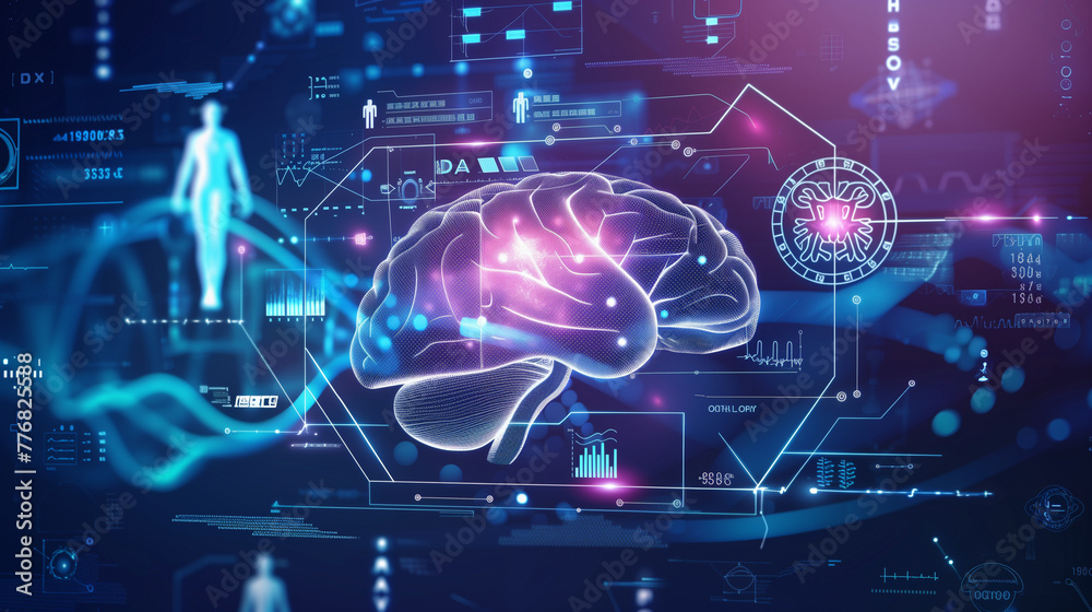 Futuristic Human Anatomy Scan with Brain and Organ Visualization Futuristic Human Anatomy Scan with Brain and Organ Visualization