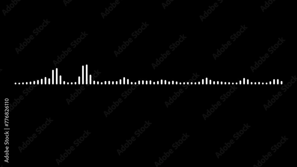 White audio waveform spectrum animation. Alpha channel, spectrum audio animation, Wave form Audio Isolated on transparent background. Audio spectrum wave effect, waveform beats, music waveform