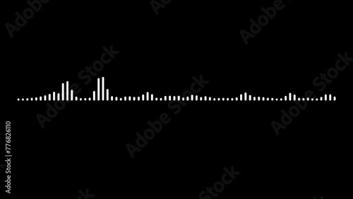 White audio waveform spectrum animation. Alpha channel, spectrum audio animation, Wave form Audio Isolated on transparent background. Audio spectrum wave effect, waveform beats, music waveform