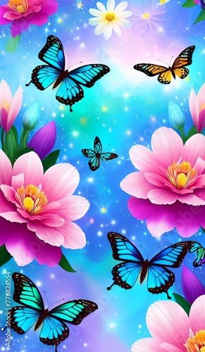 flowers and butterflies background 