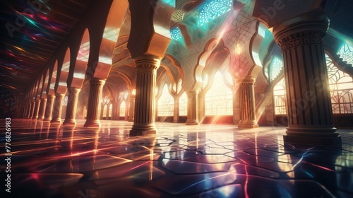 stained blurred mosque interior