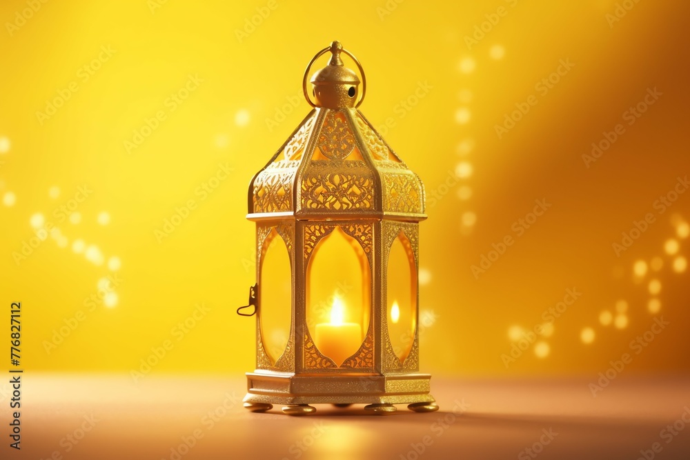 Eid mubarak and ramadan kareem greetings with islamic lantern and mosque. Eid al fitr background