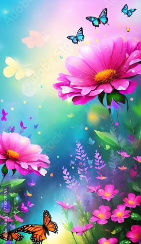 flowers and butterflies background 