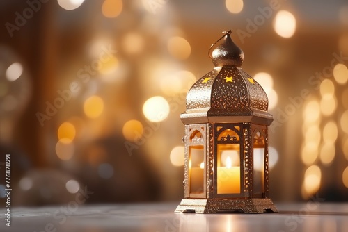 Eid mubarak and ramadan kareem greetings with islamic lantern and mosque. Eid al fitr background © Realistic AI