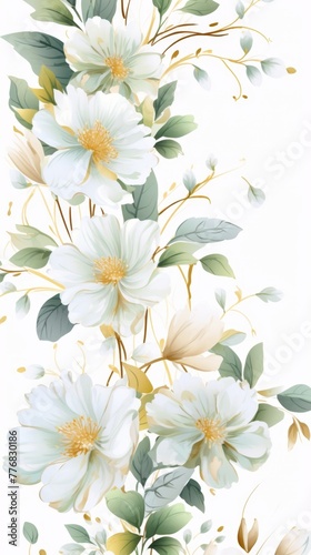 Large white flowers with leaves