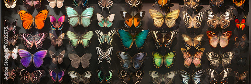 The Spectacular Display of Diverse Butterfly Species in a Detailed Lepidoptery Collection photo