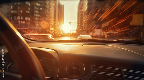 soft blurred sun car interior