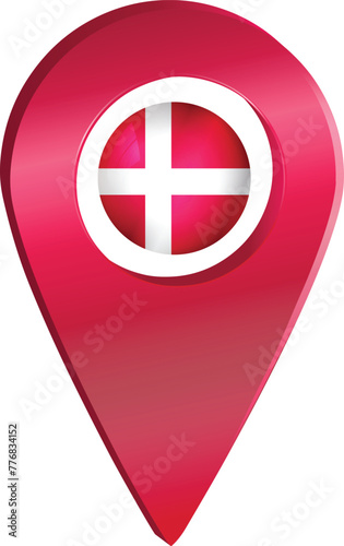 Free Download Destination pin icon with Denmark flag.Location red map marker. - GFXLoad