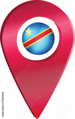 Destination pin icon with DRC flag.Location red map marker Free Download Destination pin icon with DRC flag.Location red map marker - GFXLoad