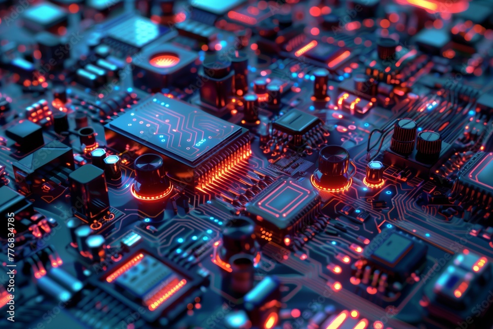 3D render of computer circuit board