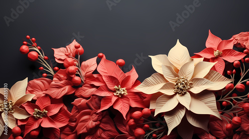 Red poinsettia flower ornaments