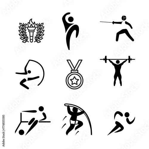 Icon set, Olympic sports championships, vector illustration,
