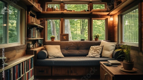 minimalist tiny house interior photo