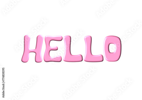 'Hello' 3D Glossy Bubble Cute in Pink y2k style