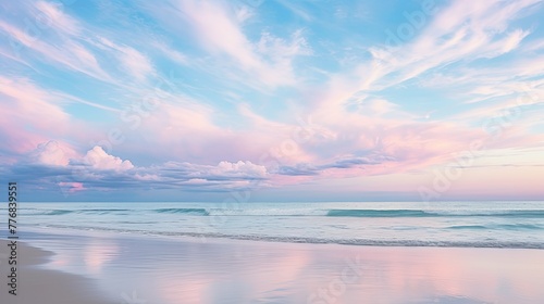 waters blue and pink sky