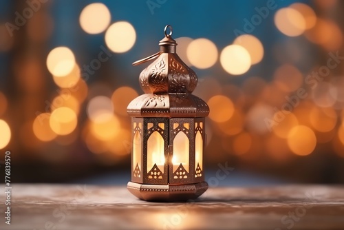 Eid mubarak and ramadan kareem greetings with islamic lantern and mosque. Eid al fitr background