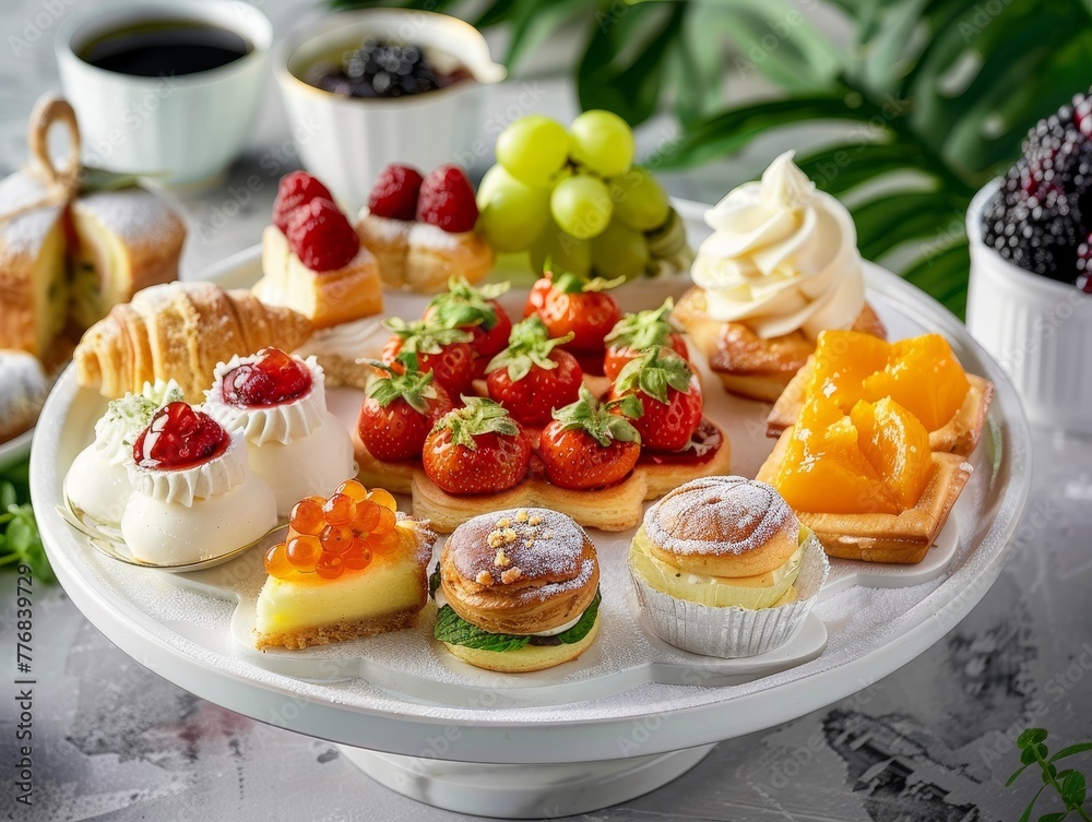 A delicious cake layered with fresh fruits makes a delightful dessert A delicious cake layered with fresh fruits makes a delightful dessert