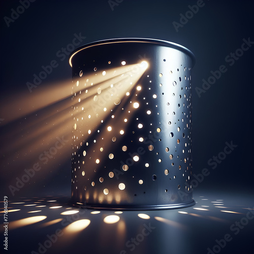 Metal tin container full of holes